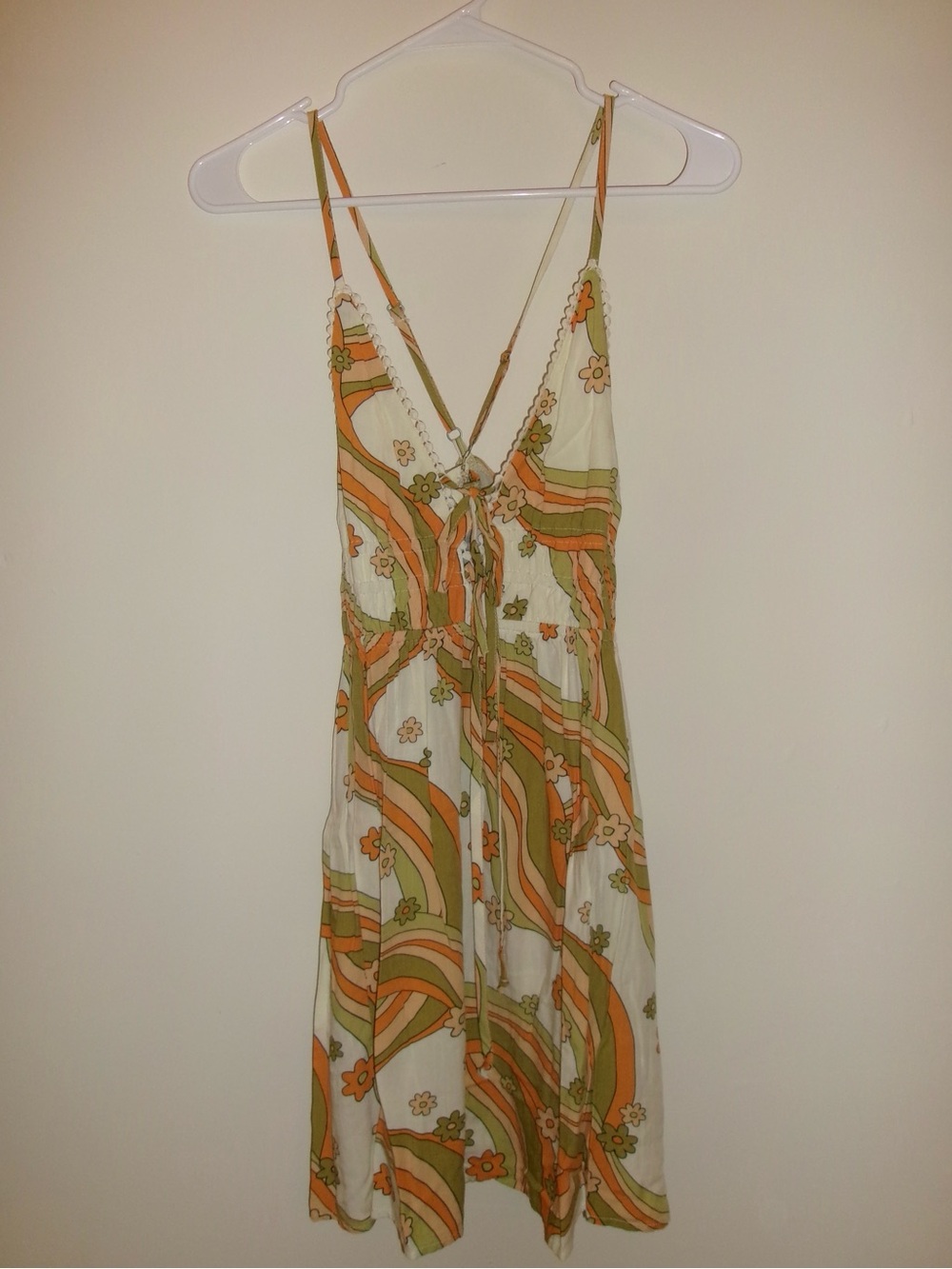 Wild Fable Floral Retro Print Mini Dress in Cream, Orange, and Olive